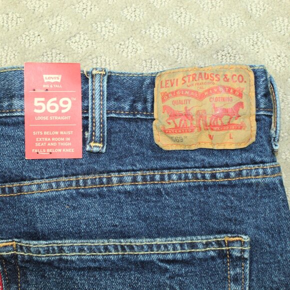 NEW Levis 569 Denim Jeans Shorts Mens 44 Loose Fit Relaxed Bermuda Blue - Picture 5 of 8